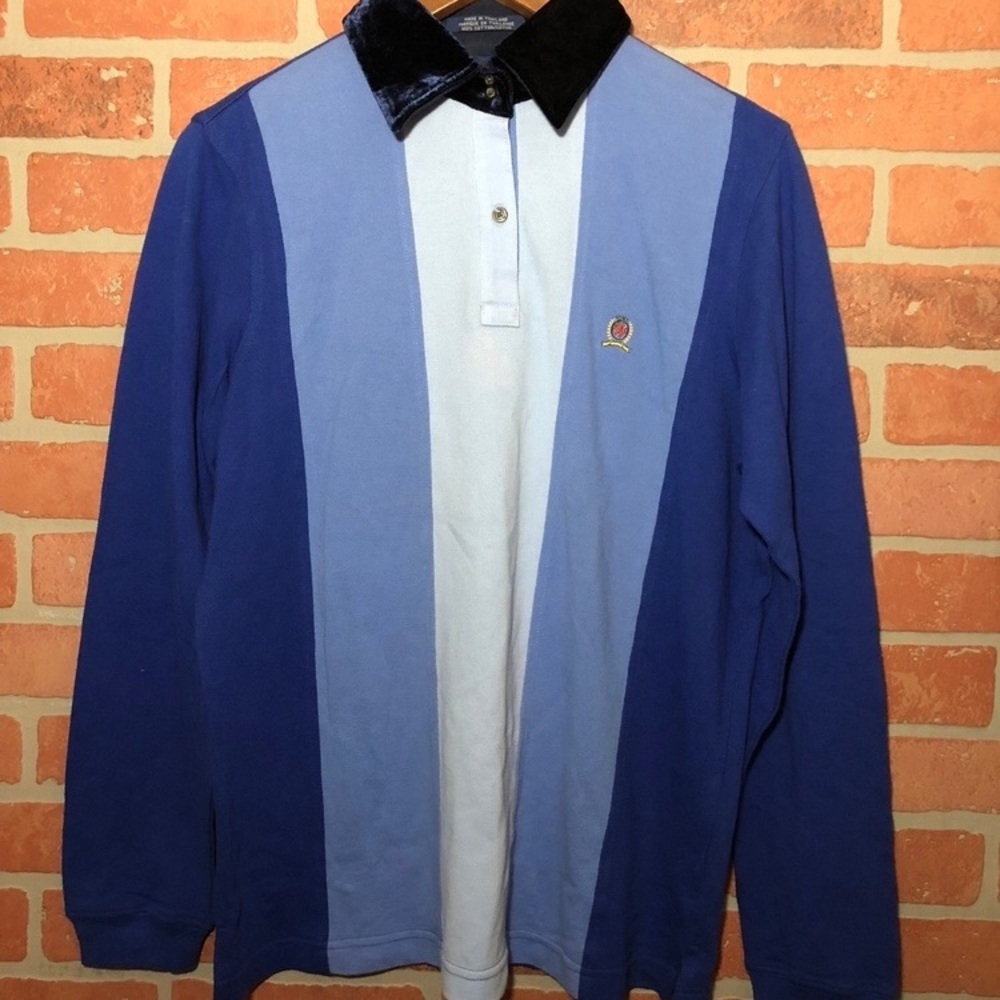 RARE VINTAGE 90s Tommy Hilfiger Polo Velvet Collar